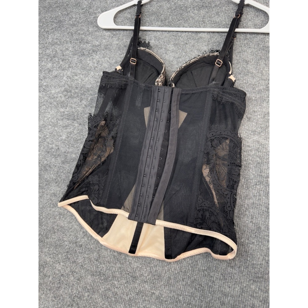 Ann Summers Black Lace Bustier Corset Top 34B Underwire Sheer Mesh - Picture 11 of 15